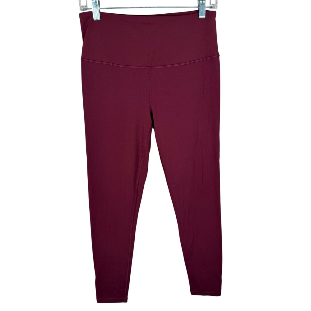 prAna Women Burgundy High Rise Recycled Nylon Stretch Yoga Leggings Size L